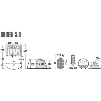 Familien-Tunnelzelt Brixen 5.0 (grau/grün)